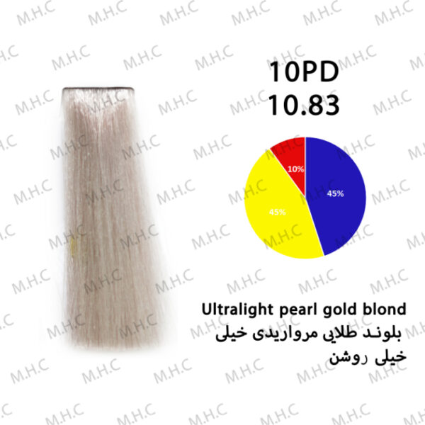 رنگ مو 10.83 بلوند طلایی مرواریدی خیلی خیلی روشن شماره 10PD آکوارلی 100 میل