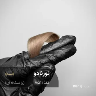 رنگ مو تورنادو بژ نسکافه ای روی پایه 8 دکلره با تناژ بژ خنثی و نسکافه‌ای