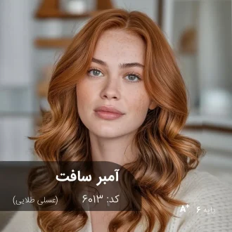 آمبر سافت (عسلی طلایی) رنگ موی ترکیبی با تناژ عسلی طلایی روی پایه 6 دکلره