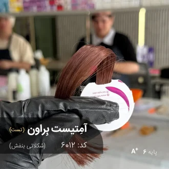 آمِتیست بِراون (شکلاتی بنفش)؛ تصویر نمونه رنگ مو ترکیبی با تناژ شکلاتی و بنفش