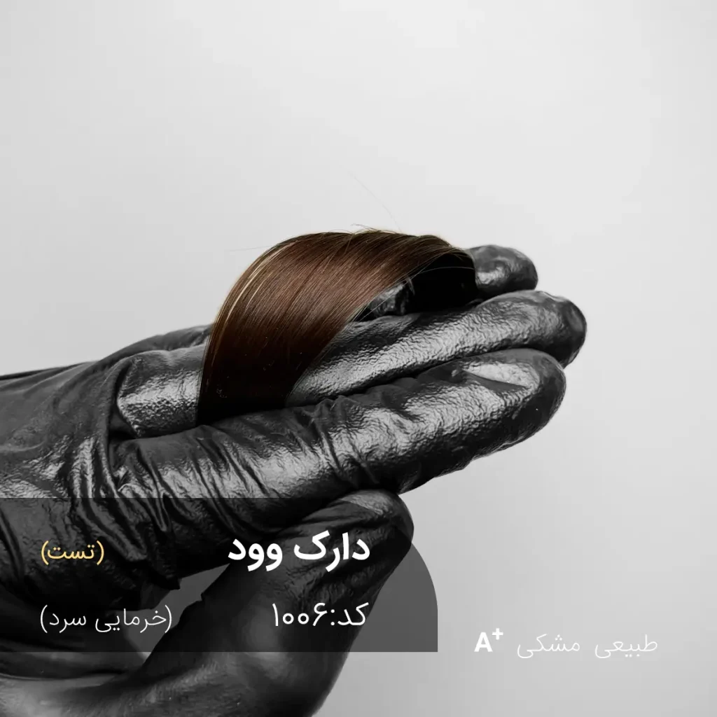 تغییر رنگ مو از مشکی طبیعی به خرمایی سرد مدل دارک وود - نمونه خروجی نهایی بدون دکلره