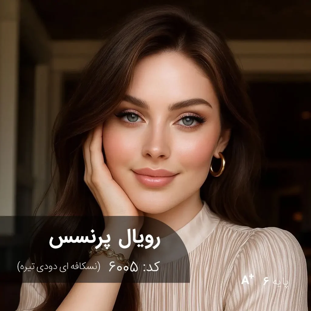تصویری از مدل با رنگ موی رویال پرنسس (نسکافه ای دودی تیره)، رنگی شیک و مدرن با پایه دکلره 6
