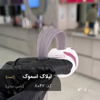 رنگ موی لیلاک اسموک یاسی دودی روی موهای پایه دکلره 8 با تناژ سرد و درخشندگی ملایم