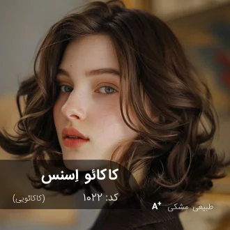 نتیجه نهایی ترکیب رنگ کاکائو اسنس (کاکائویی) روی موی مشکی طبیعی بدون دکلره با درخشش بالا