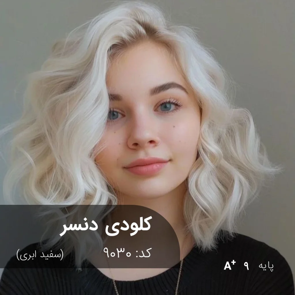 ترکیب رنگ کلودی دنسر (سفید ابری) روی پایه دکلره 9 با تناژ روشن، سرد و حرفه‌ای