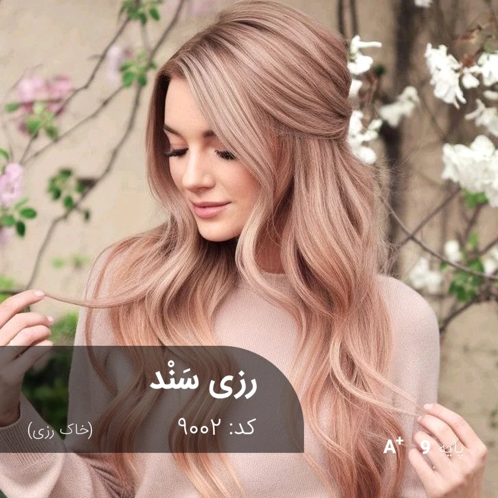 ترکیب رنگ رزی سند خاک رزی روی پایه ۹ دکلره با بازتاب پودری و ضد زردی
